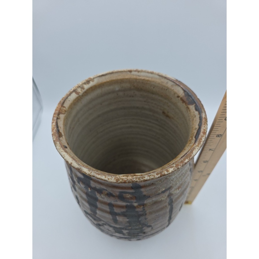 Brutalist Primative Studio Art MCM Vase Abstract Patten Signed Schultz‎ - Picture 2 of 11